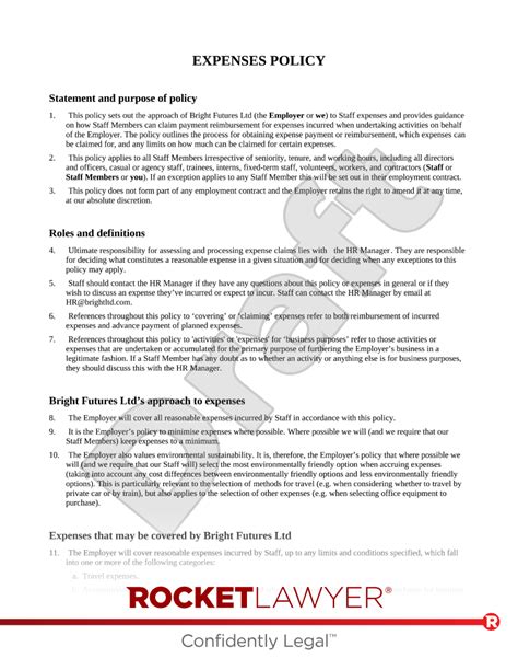 Expenses Policy Template