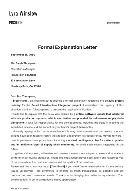 Explanation Letter Template