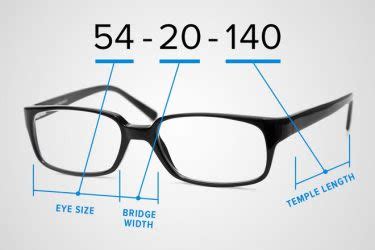 Eyeglasses Frame Size Chart