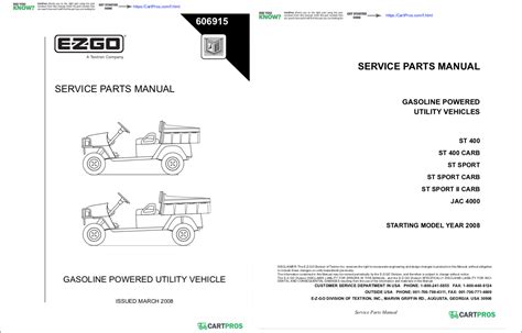 Ez Go 480 Golf Cart Service Parts Manual