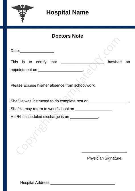 Fake A Doctor's Note Template