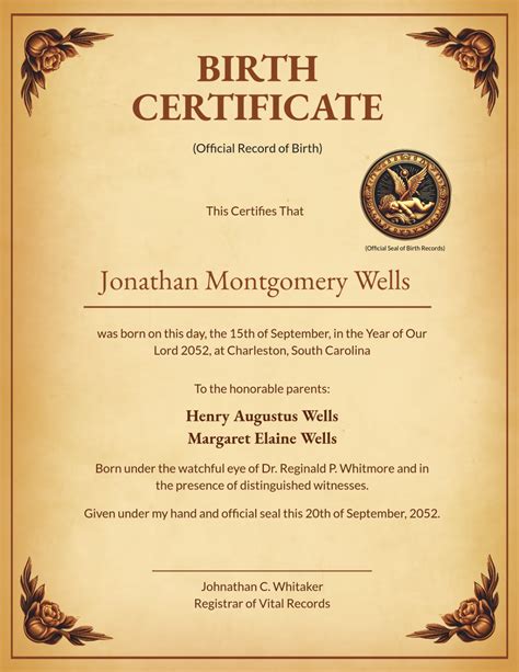 Fake Birth Certificate Template