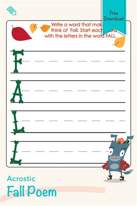 Fall Acrostic Poem Template