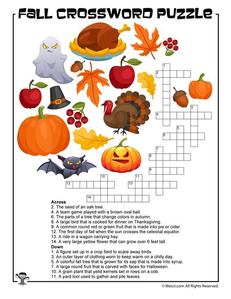 Fall Crossword Puzzle Printable
