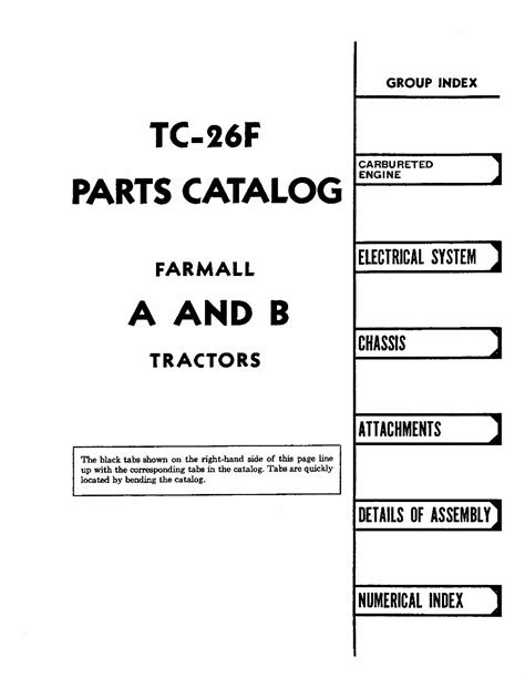 Farmall A Av B Bn Parts Catalog Tc 26 Manual Ih Tractor
