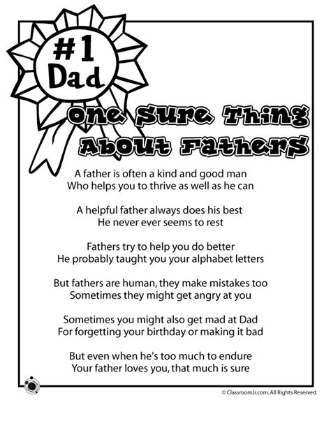 Fathers Day Poems Printable