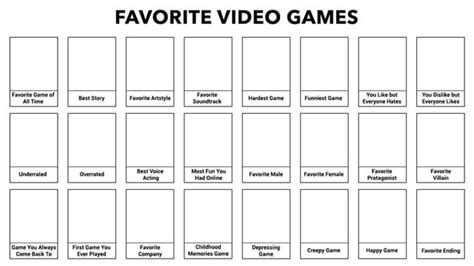 Favorite Video Games Template