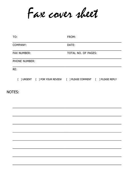 Fax Cover Sheet Template