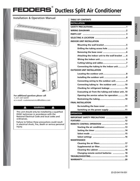 Fedders Window Air Conditioner Manual
