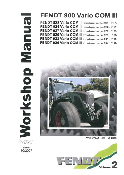 Fendt 900 922 924 927 930 933 936 Vario Com 8546 Tractor Workshop Service Repair Manual