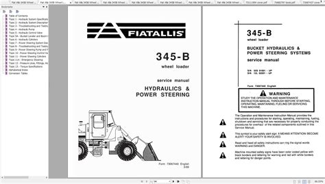 Fiat Allis 345 B Wheel Loader Service Parts Catalogue Manual