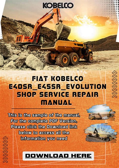 Fiat Kobelco Service E40sr E45sr Evolution Shop Manual Excavator Workshop Repair Book