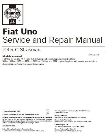 Fiat Uno Service Repair Workshop Manual Download