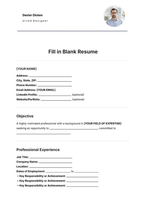 Fill In The Blank Resume Template