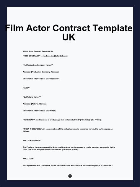 Film Actor Contract Template
