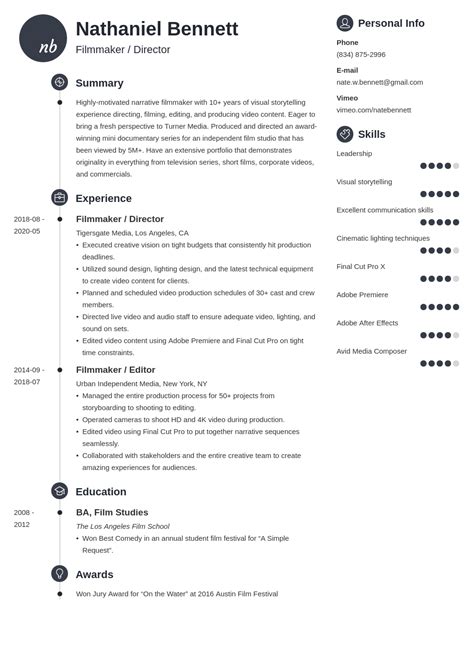 Filmmaker Resume Template