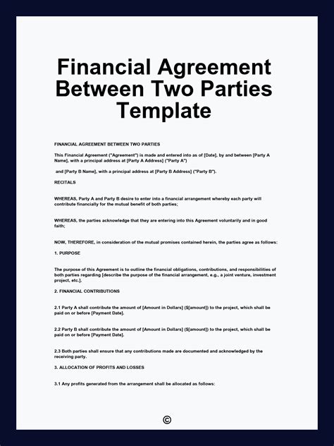 Financial Agreement Contract Template