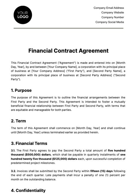 Financial Agreement Template Free