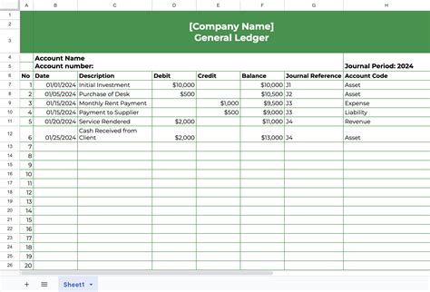 Financial Ledger Template