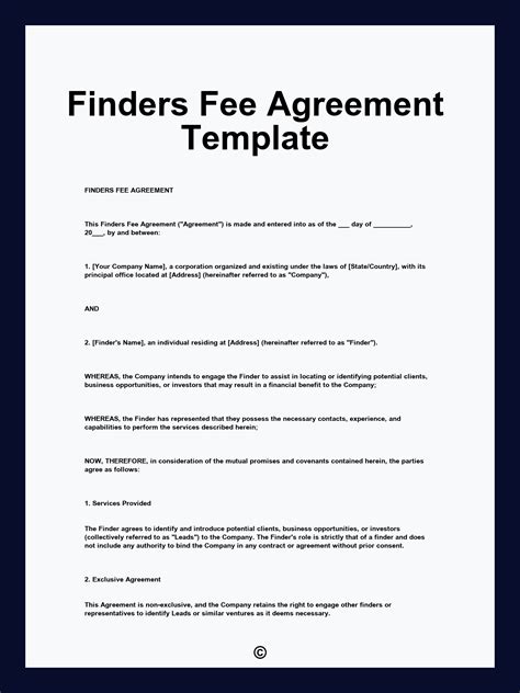Finders Fee Contract Template