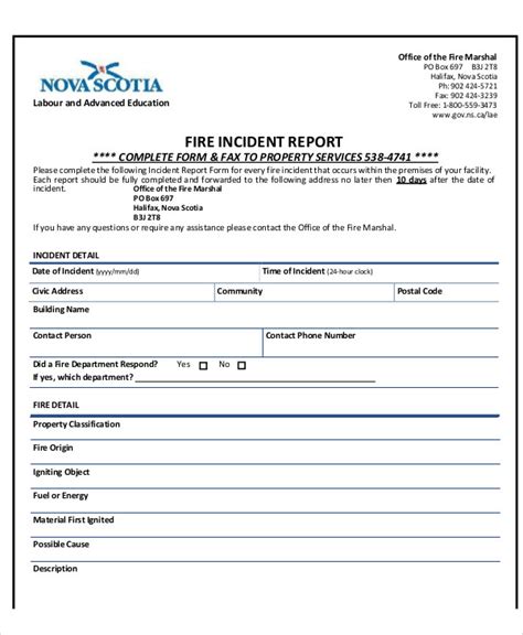 Fire Department Incident Report Templates
