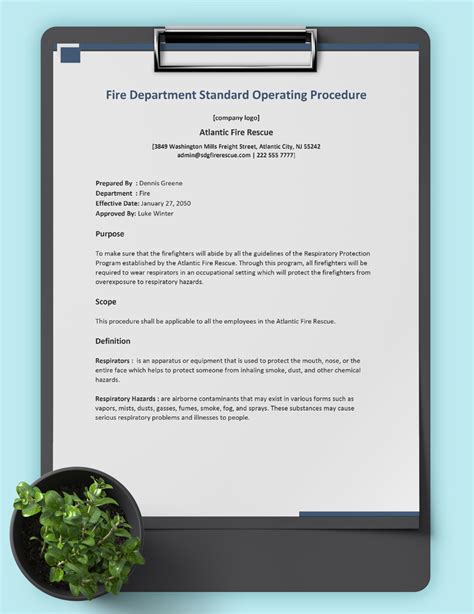 Fire Department Standard Operating Procedures Template