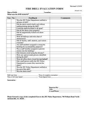 Fire Drill Evaluation Template