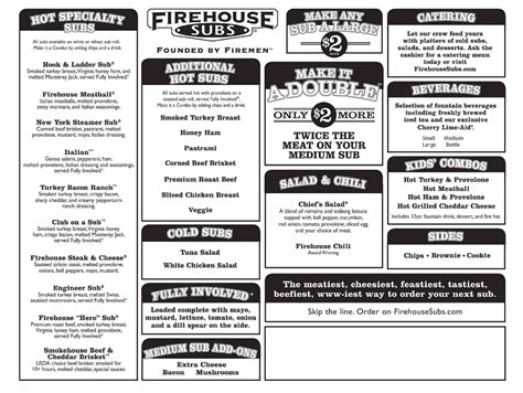 Firehouse Printable Menu