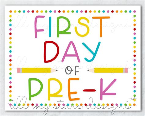 First Day Of Pre K Sign Free Printable
