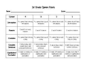 First Grade Response Rubric Pdfepub Library - 