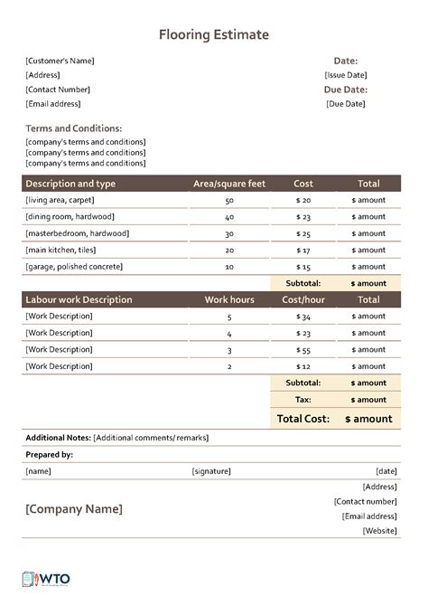 Flooring Estimate Template