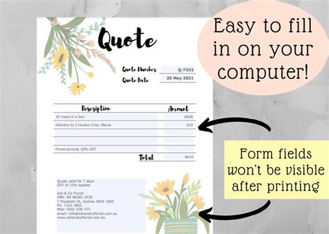 Florist Quote Template