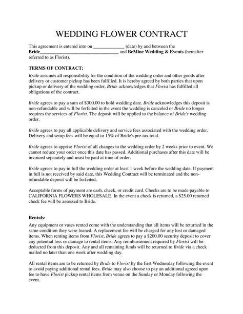 Flower Contract Template