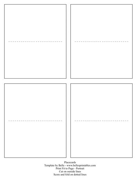 Folded Place Cards Template