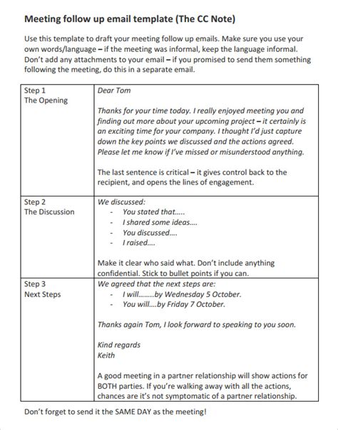 Follow Up Meeting Email Template