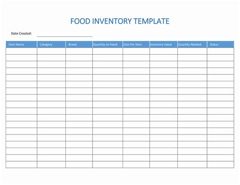 Food Inventory Template Excel