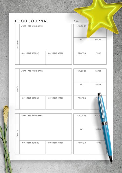 Food Journal Printable Template