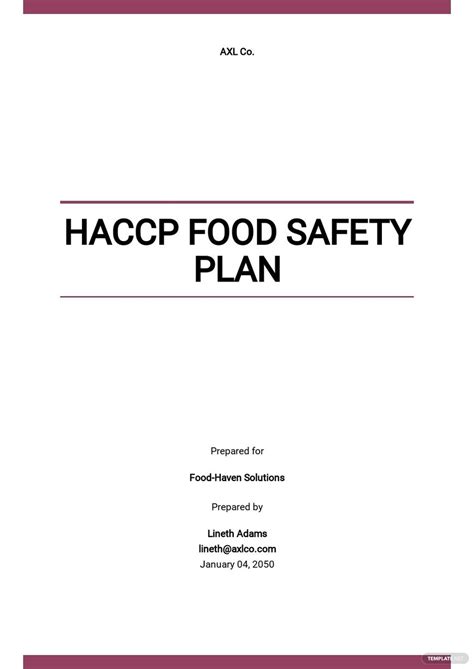 Food Safety Plan Template