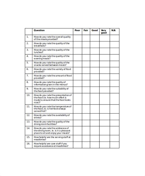Food Survey Template