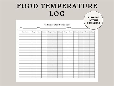 Food Temp Log Template