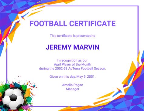 Football Award Template