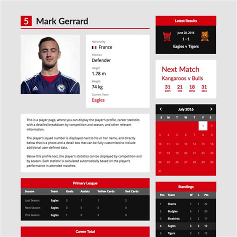 Football Player Profile Template