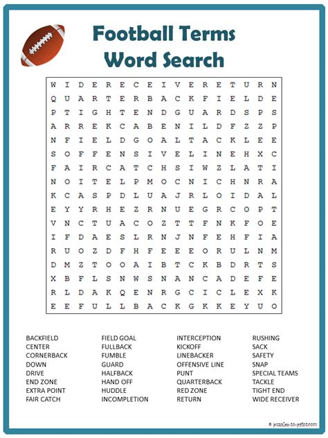 Football Word Search Free Printable