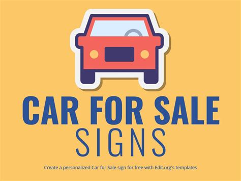 For Sale Car Templates Signs