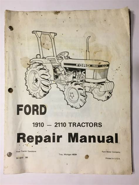 Ford 1900 1910 Tractor Technical Repair Shop Service Repair Manual Download