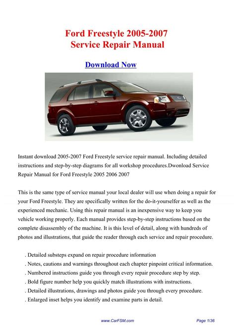 Ford Freestyle 2005 2007 Workshop Repair Service Manual