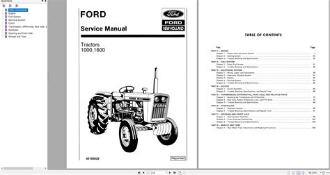 Ford Tractor 1000 1600 Service Repair Workshop Manual Download