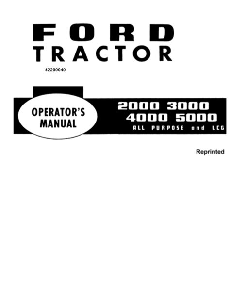 Ford Tractor Operator Manual 2000 To 5000