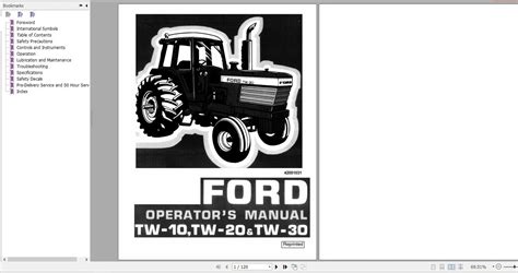 Ford Tw10 Tw20 Tw30 Tractor Shop Service Repair Manual