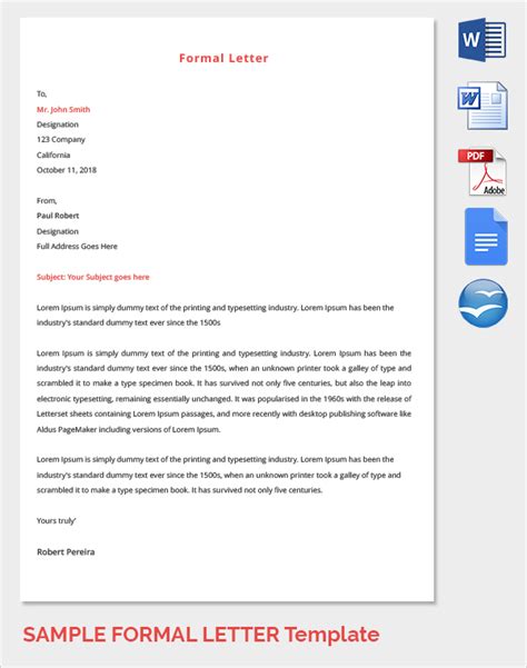 Formal Letter Templates